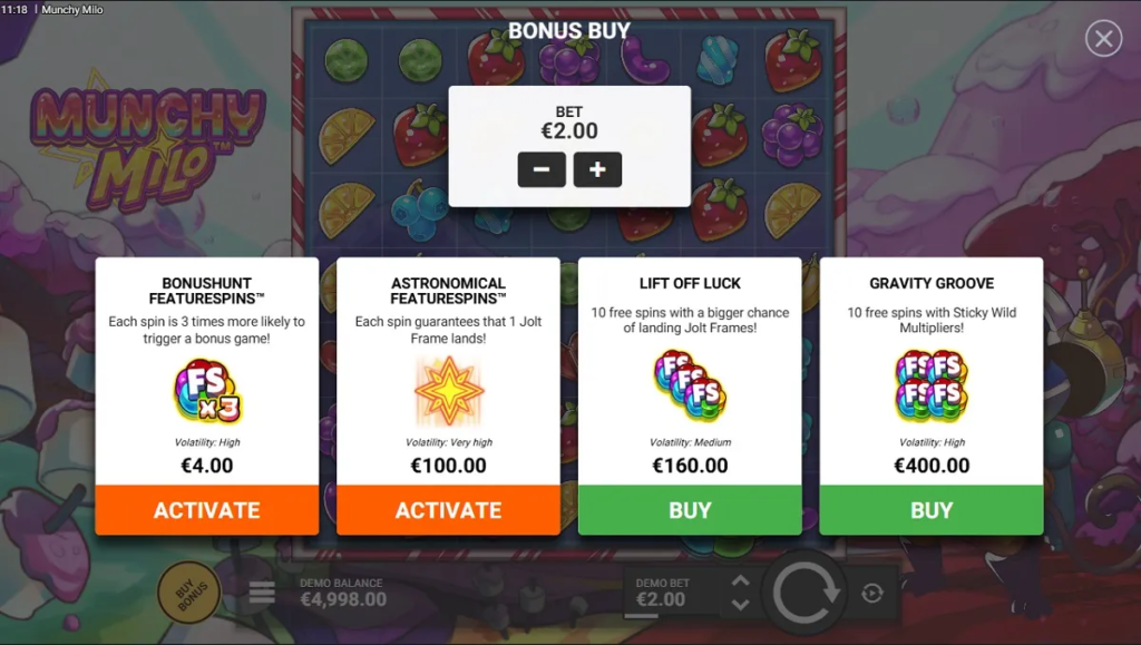 bonus feature of munchy milo slot game